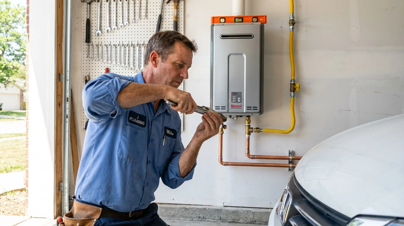 Tankless water heater installation by a Johns Plumbing LLC plumber in Adel